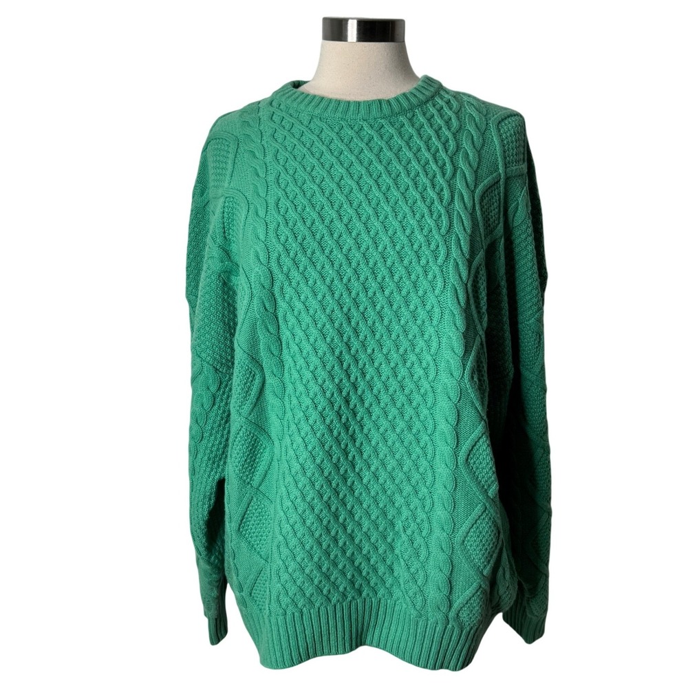 Sunday Best Aritzia Green Peggy Cable Knit Sweater Merino Wool Blend Size Large